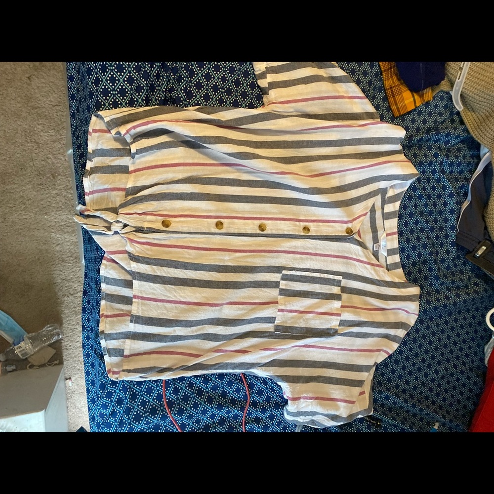 Time And Tru Striped Button Up Shirt Blouse